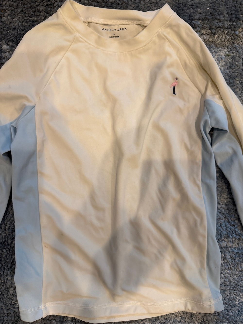 Janie and Jack White & Light Blue Long-Sleeve Raglan Shirt
